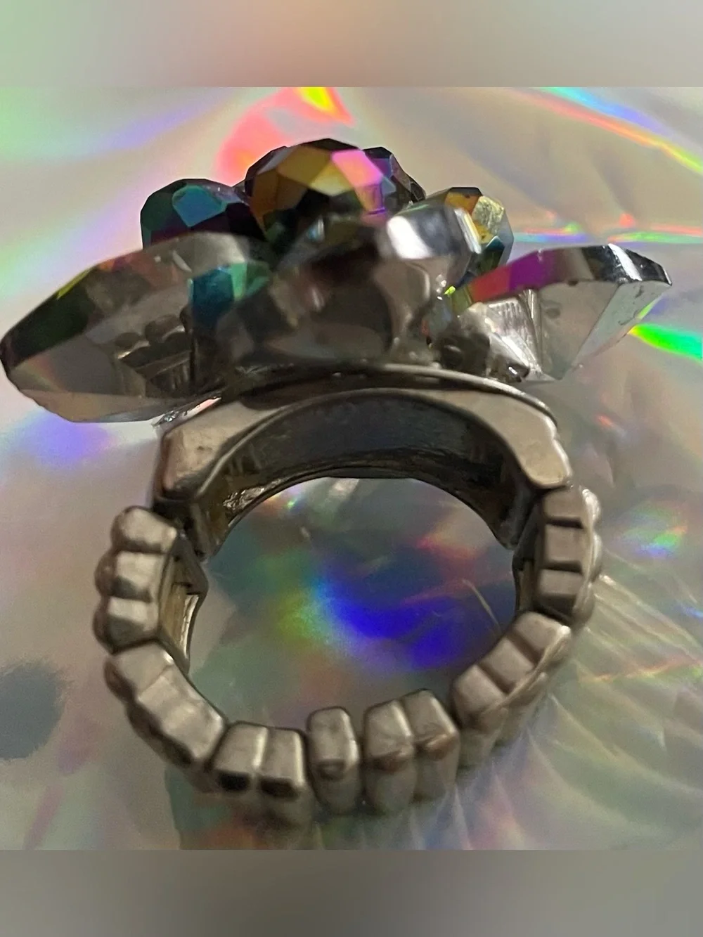 Crystal Floral Statement Brooch - Ring Multi-Color